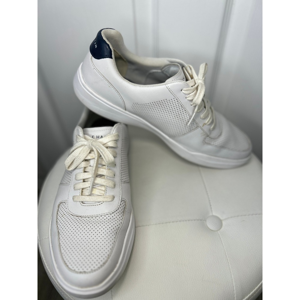 Cole Haan Grand Crosscourt Sneaker 10.5 White Navy Perforated Leather Casual